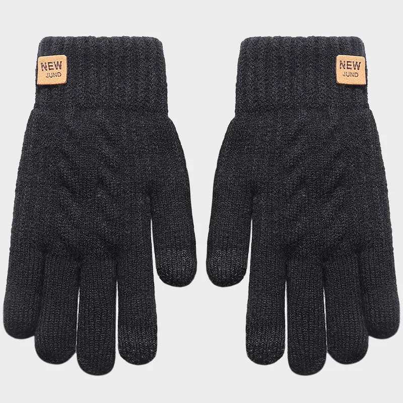 Mens Knitted Thick Heat Full Finger Gs Womens Fashion Winter Outdoor Warm Wool Driving Gs Touch Screen Gloves W241026