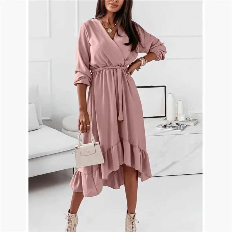 Pregnant womens casual V-neck long sleeved dress elegant pregnant womens photosoot dress sexy Vestitos W241026