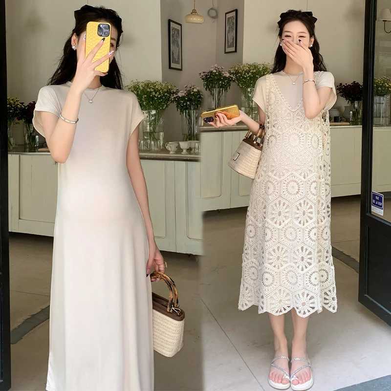Summer maternity clothing sweet hollow lace vest dress fashionable maternity vest dress loose maternity sleeveless dress W241026