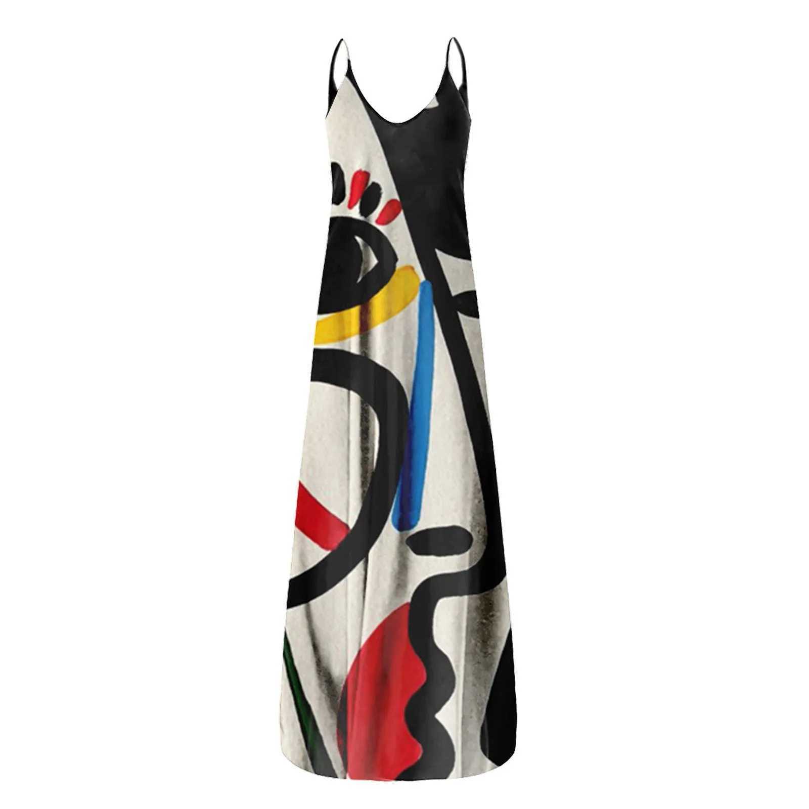 Pregnant womens summer strapless long dress abstract facial digital printing fashion suitable for street wear breathable W241026