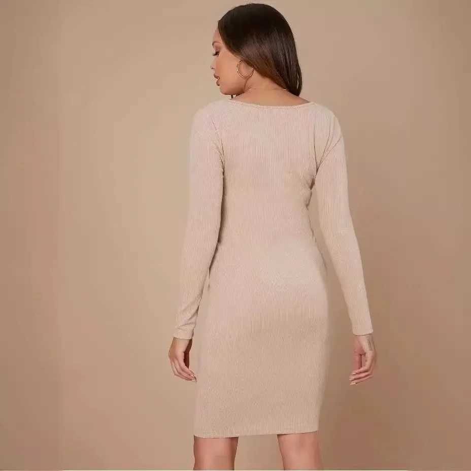 2024 Europe US V-neck tie waist long sleeved knitted maternity clothing maternity clothing W241026