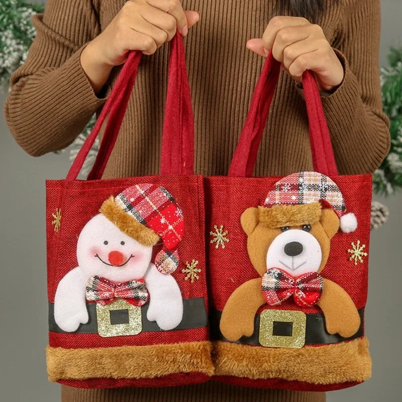 2PCS Christmas Tote Bags Snowman Fawn Gift Bags ren Gift Bags Candy Bags Storage Bags Christmas Decorations 241025