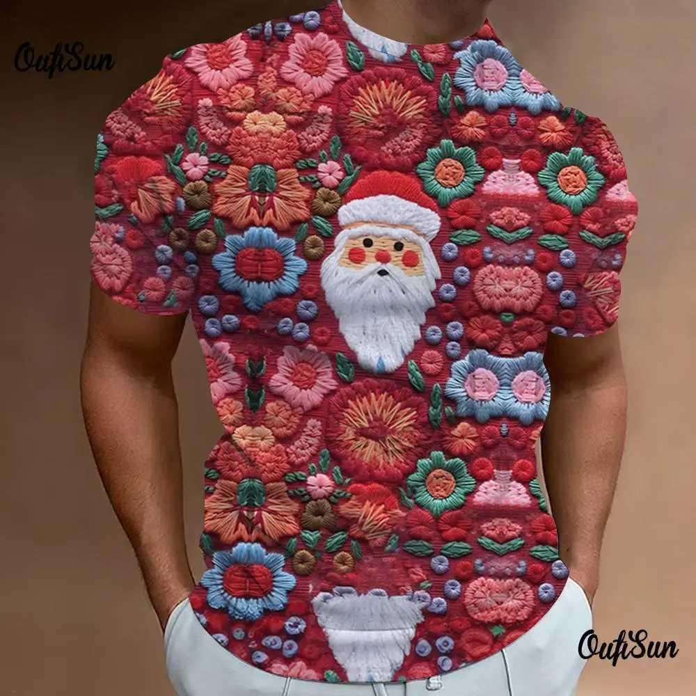 Mens Christmas T-shirt loose oversized T-shirt daily casual short Slyved Strt designer Ts premium sportswear W241026