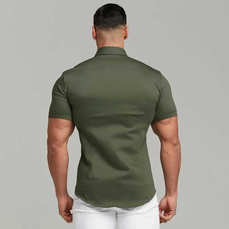 Summer mens casual formal single breasted shirt fashionable loose classic ultra-thin short slip solid color fashion shirt W241026