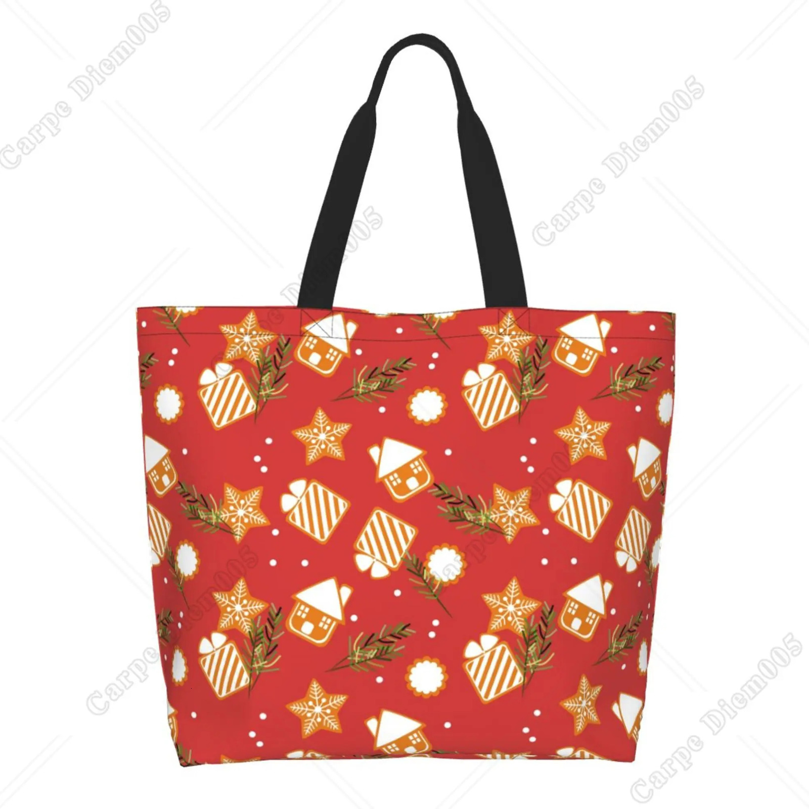 Christmas Gingerbread Man House Shopping Bag for Women Tote Bag Shoulder Bag Reusable Handbag for Shopping Work Gift 241025