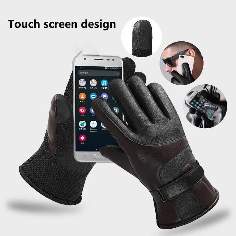 1 pair of winter touch screen leather Gs suitable for men windproof and anti-skid motorcycle rider equipment Gs W241026