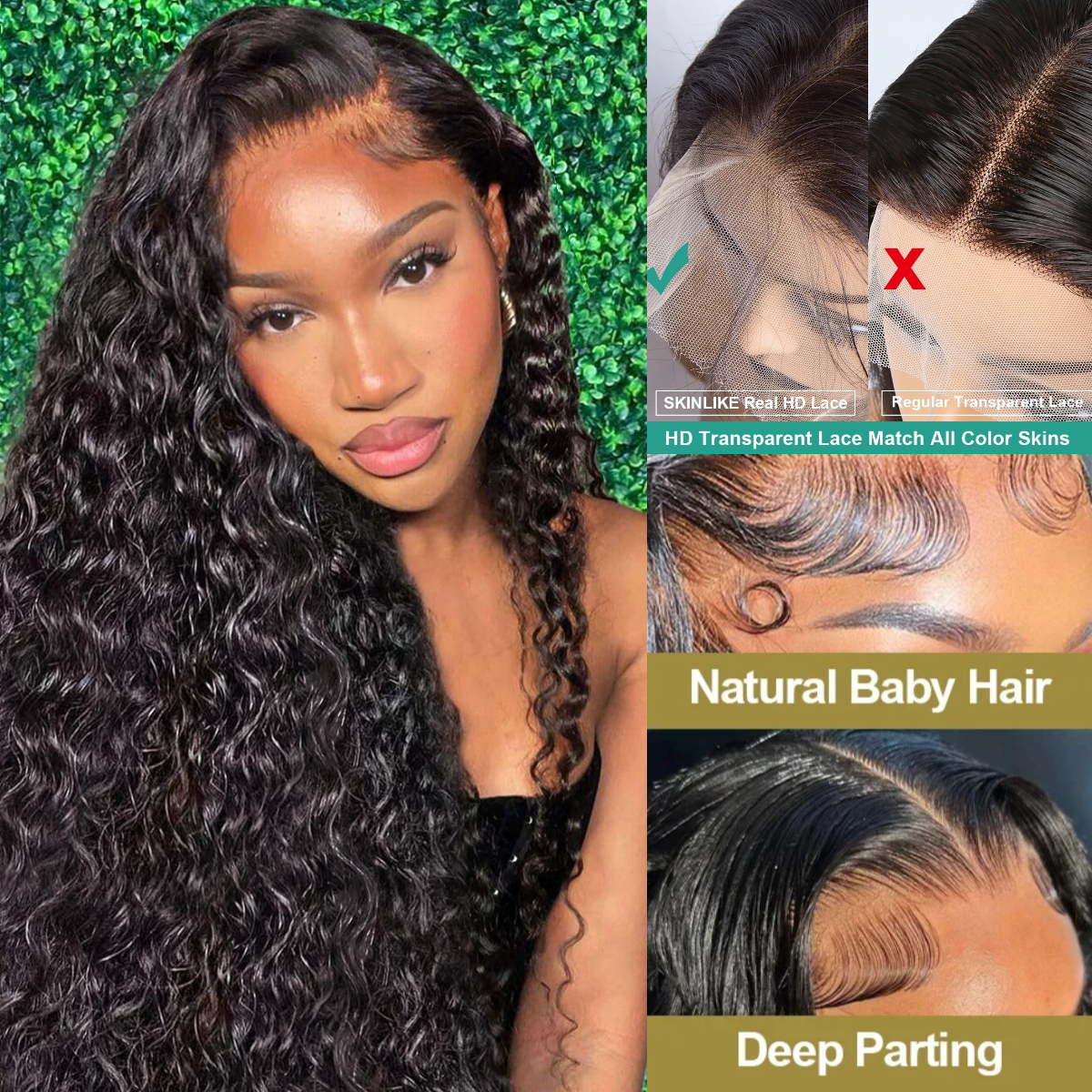 40 inch Deep Wave Frontal 13x4 13x6 Hd Lace Front Wig Pre Plucked Brazilian Curly Human Hair Wigs 100%