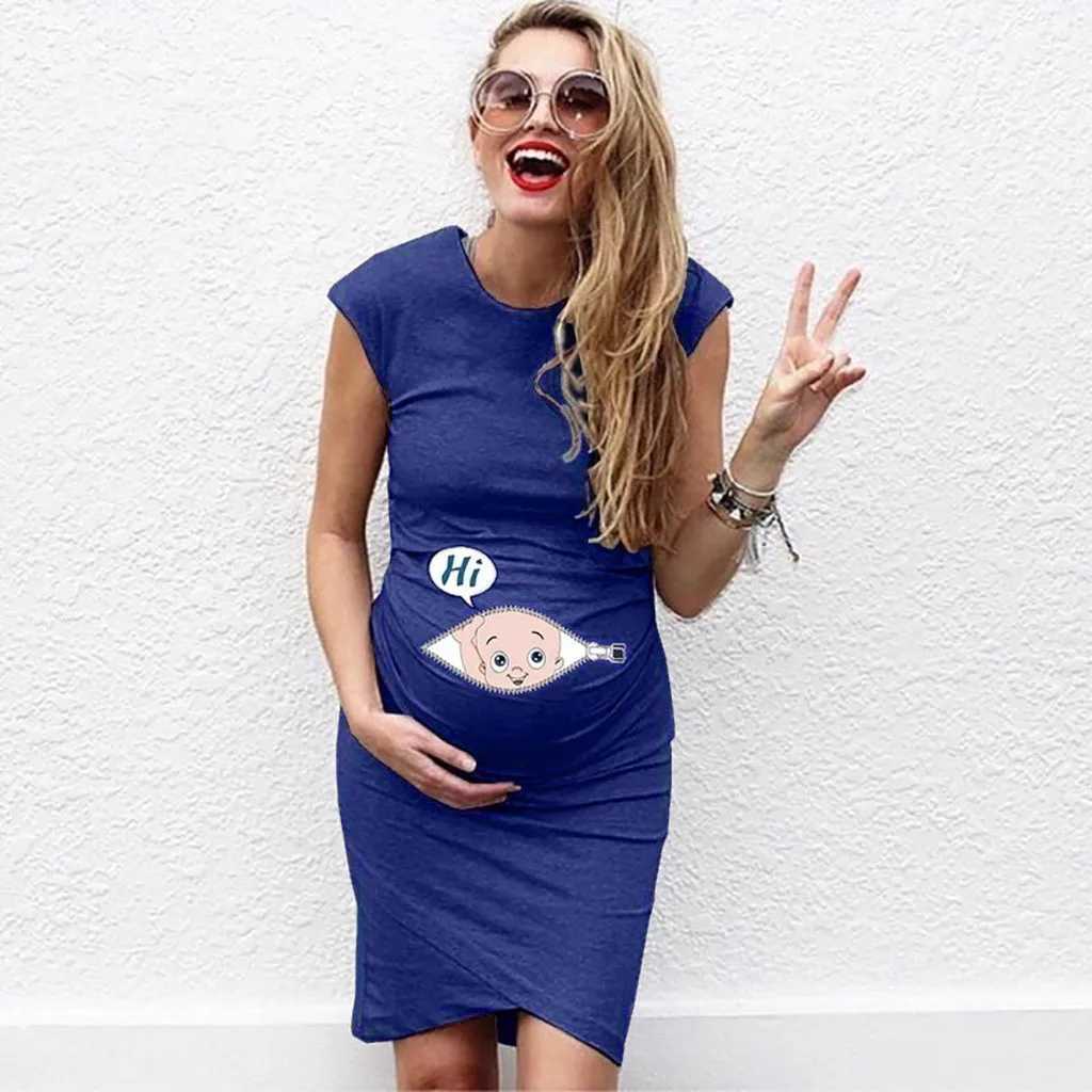 Cute maternity dress loose casual womens dress cartoon print Nusring maternity dress womens maternity dress comfortable vest W241026
