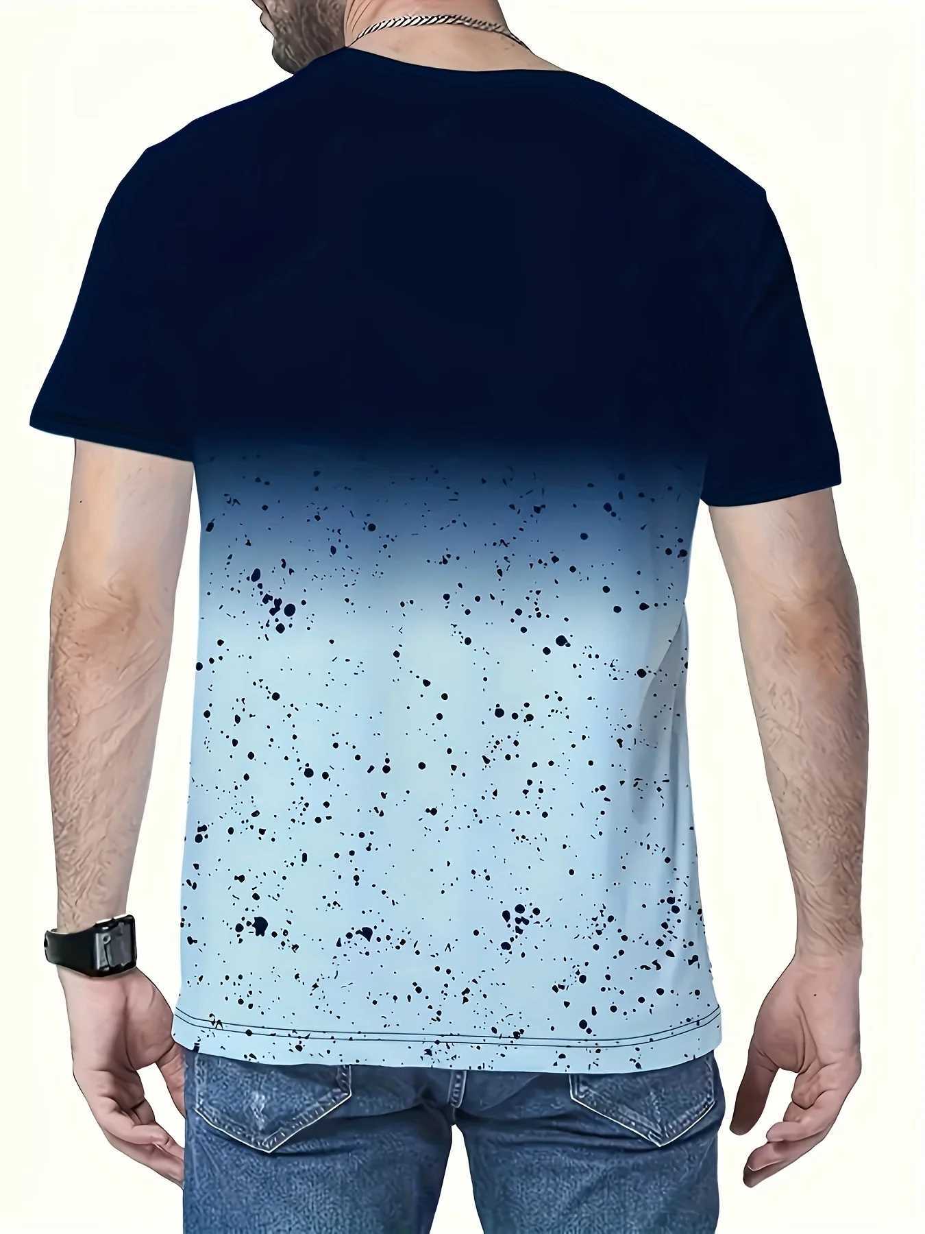 Mens 3D printed T-shirt for summer casual fashion Strt daily wear comfortable and breathable round neck short style W241026