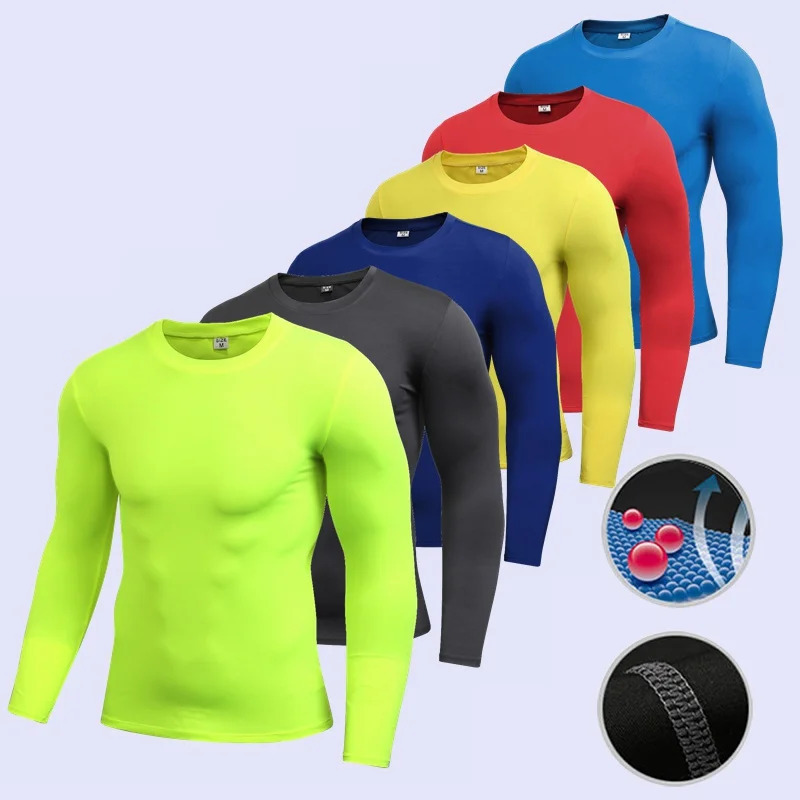 Men Compression Running TShirt Fitness Tight Long Sleeve Sport Tshirt Training Jogging Shirts Gym Sportswear Quick Dry Clothes 241025