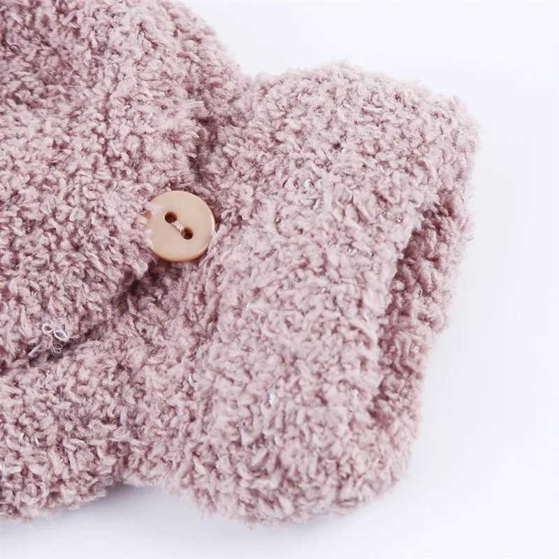 Student dual-use boys and girls warm winter coral velvet Gs convertible flip half finger Gs knitted gloves W241026