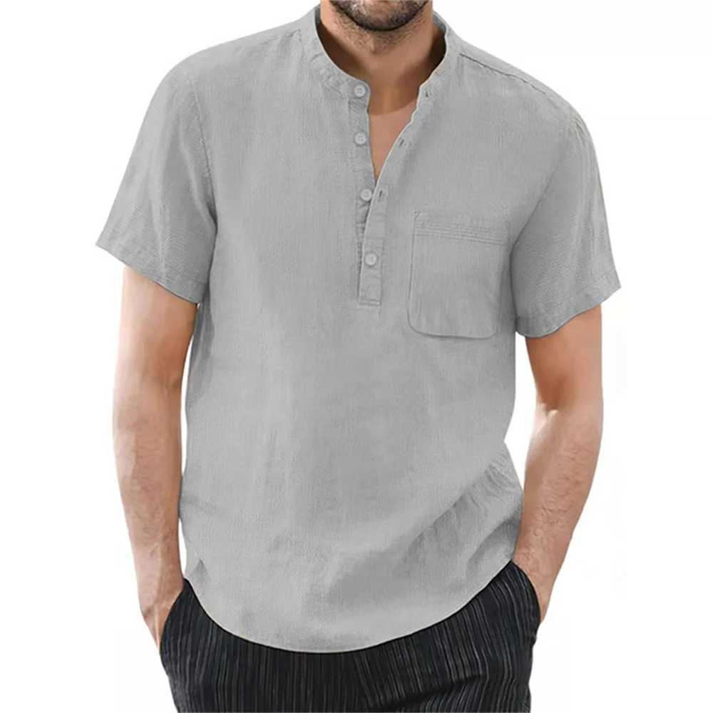 Mens Short Sleeve T-shirt Cotton Linen Casual Mens T-shirt Solid Color Summer Mens Comfortable Breathable W241026