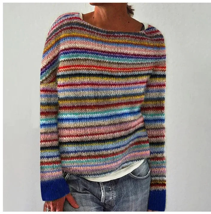 2024 Autumn Knit Women Sweater Long Sleeve Oneck Sweaters Female Fashion Casual Winter Warm Christmas Clothes 241025