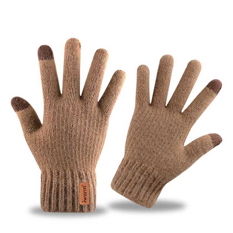 Mens Knitted Gs Winter Touch Screen High Quality Mens Thick Wool Cashmere Solid Gs Mens Finger Gloves Busin Autumn W241026