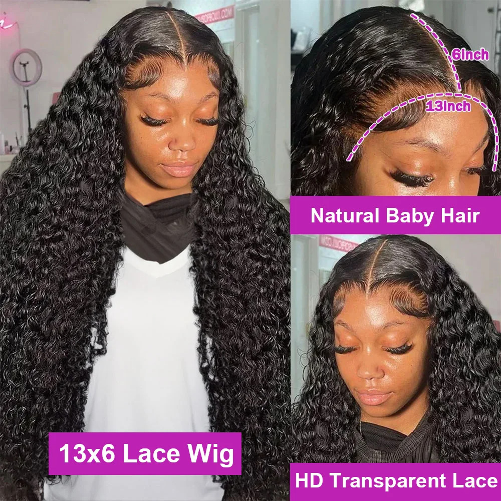 13x6 Deep Wave 30 38 Inch Pre plucked Brazilian Curly Wigs 13x4 HD Transparent Human Hair Lace Frontal Wig