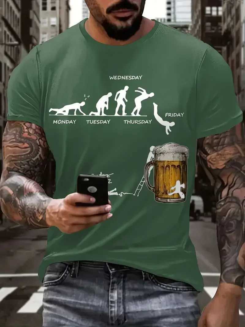 Summer Br Mens T-shirt 3D Printed Funny T-shirt Polyester Breathable Short Sleeve Loose Top T-shirt Mens Clothing W241026