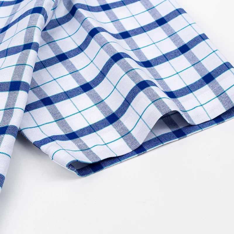100% pure cotton breathable mens Oxford shorts Slip summer checkered shirt striped mens business uniform regular fit W241026