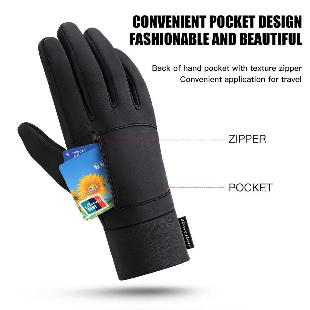 1 pair of winter Gs mens touch screen non slip neutral waterproof windproof warm bike cold Gs fashionable zipper sports G W241026