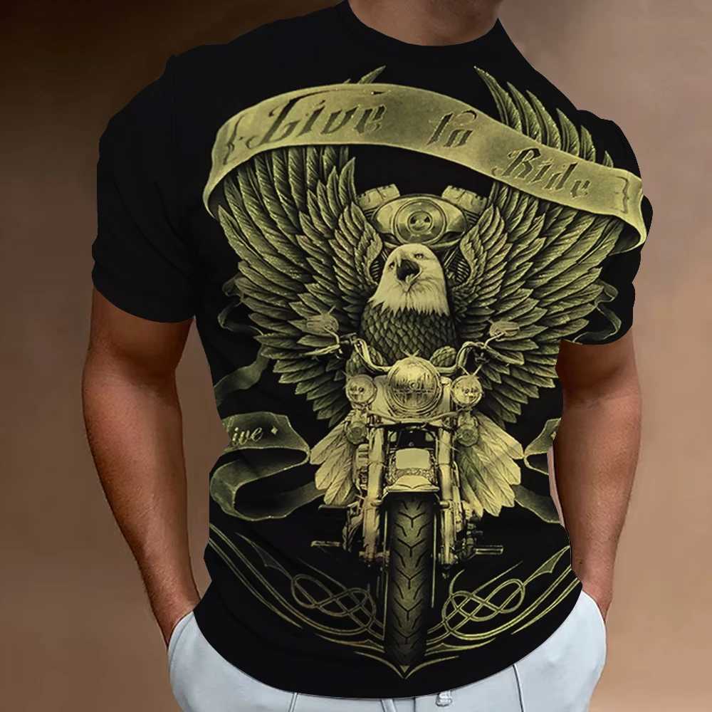 Mens Ts 3D motorcycle printed T-shirt short Slve retro summer mens clothing oversized shirt W241026