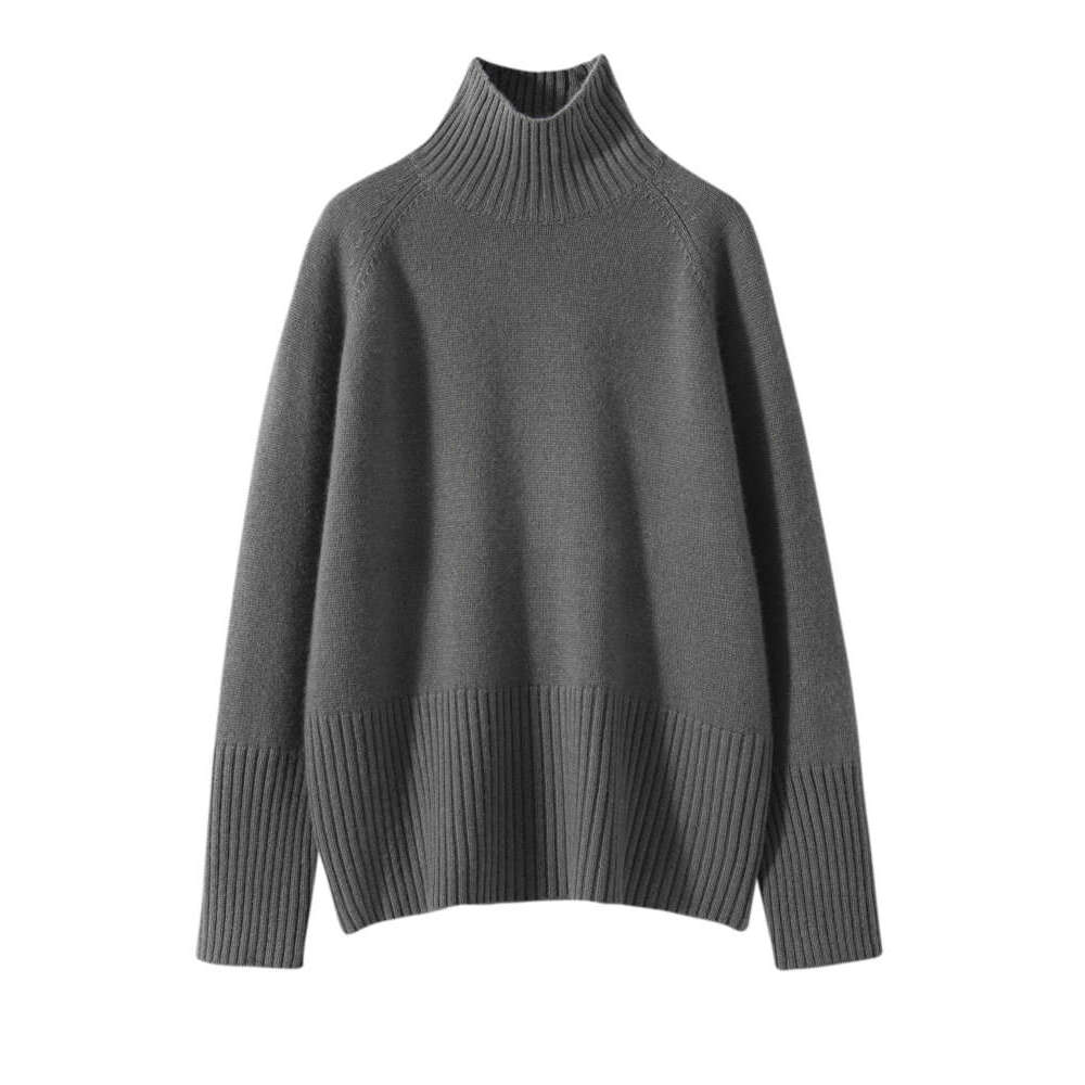 High-End Women Sweater Turtleneck Thick Basic Classical Loose Large Size Pullover Autumn Winter 100% Cashmere Knitwear
