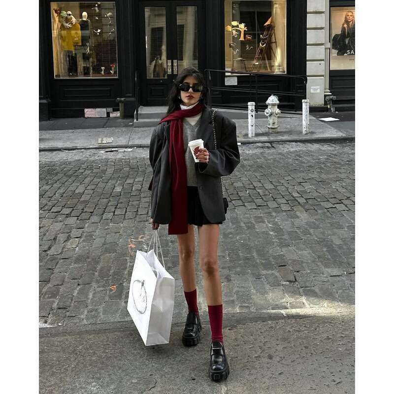 Autumn And Winter New Pullover Sweater College Style V-Neck Layered Loose Sleeveless Knitted Vest Women's Clothing