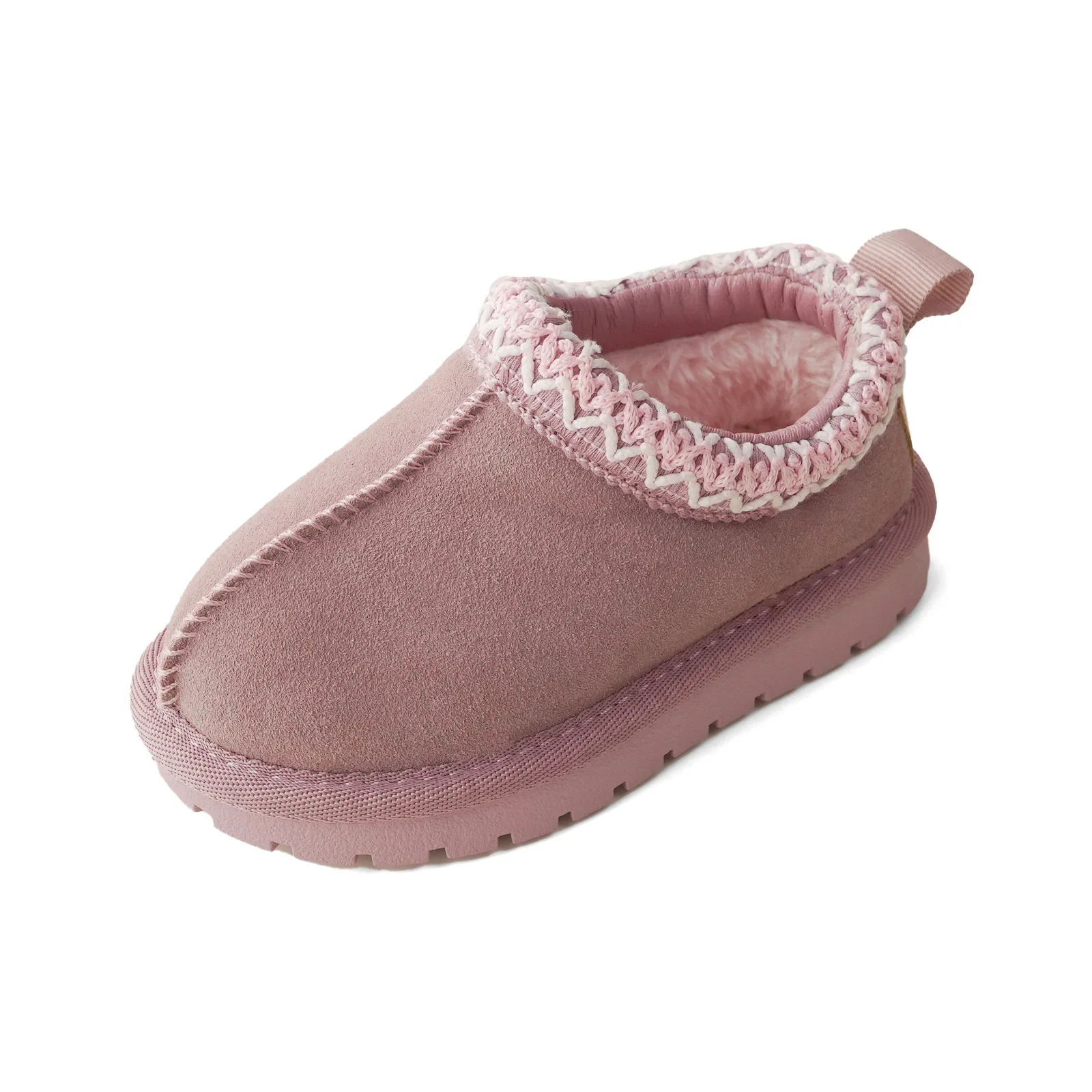 Winter childrens low top snow boots baby leather boots girls retro thick fur snow boots boys anti slip winter shoes 241025