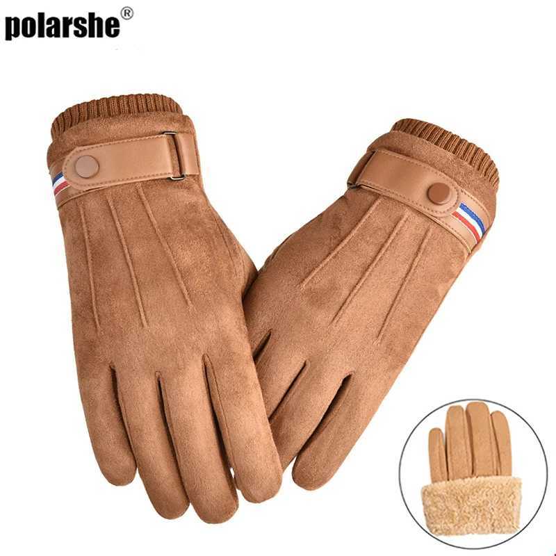 Mens winter G suede warm split military finger Gs outdoor thick driving buckle skiing mens touch screen W241026