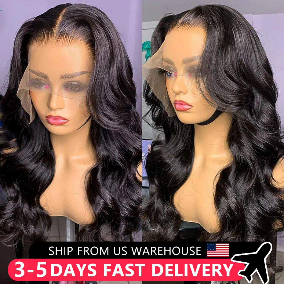 Glueless Body Wave Human Hair Brazilian 13x4 13x6 HD Transparent Front Wig Pre Plucked 4x4 Lace Closure Wigs For Women