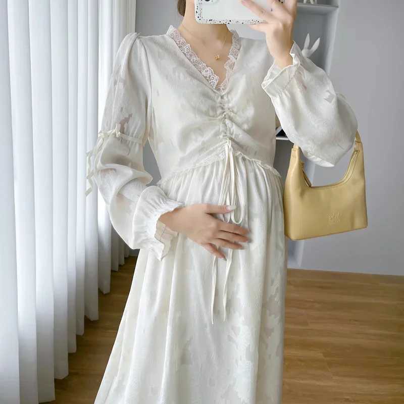 Autumn Plus Size Maternity Dress Sweet Lace Patch Work Dress Maternity Party Dress Maternity Wedding Dress W241026