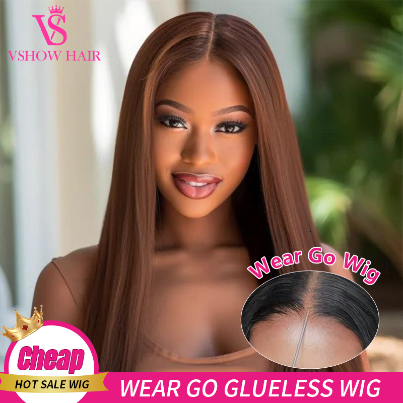 Brazilian Straight #4 Chocolate Brown Glueless Preplucked 6x4 HD Lace Closure Wig Human Hair Ready To Wear On Sale For Women