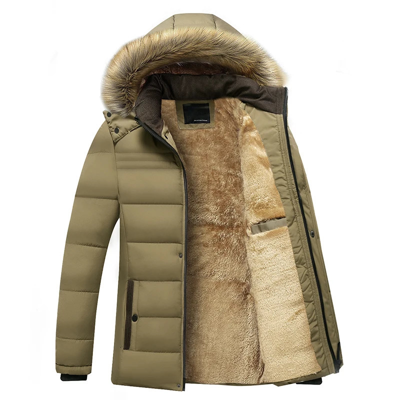 2023 Winter Warm Thick Fleece Parkas Men Waterproof Hooded Fur Collar Parka Jacket Coat Autumn Fashion Casual 241025
