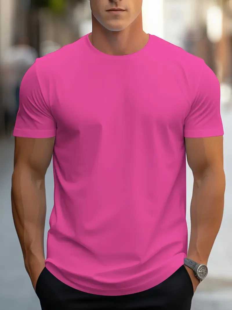 Simple solid color high-quality mens round neck short sleeved summer comfortable breathable casual T-shirt W241223