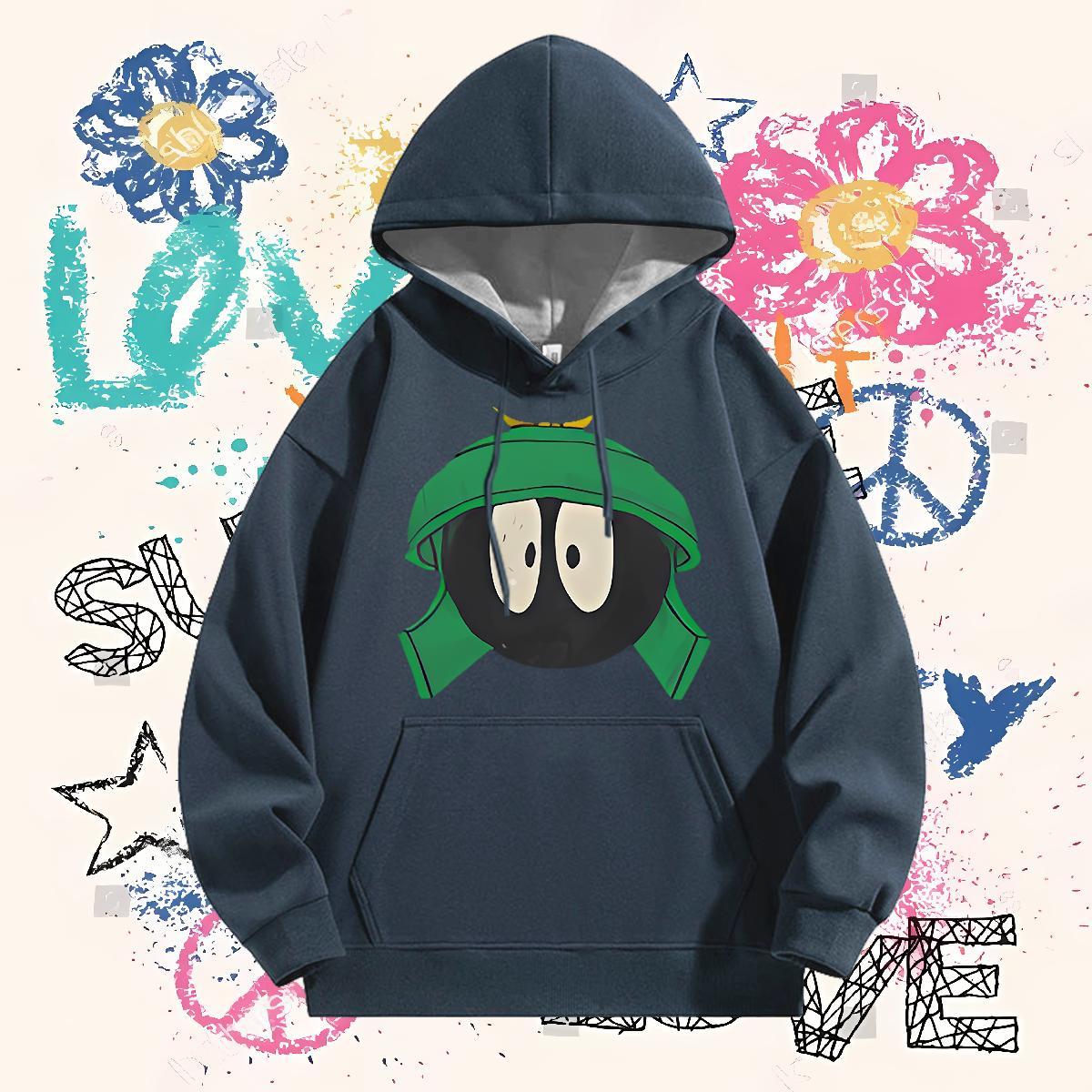 Classic Casual Hoodie Breathable Long Sleeve Loose Men Tops Hoodie Floral Print Clothes Hip Hop Street Tech Fleece