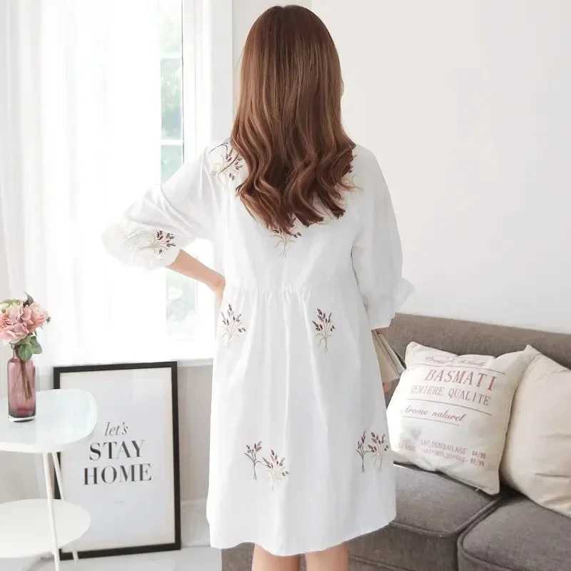 2024 New Maternity Clothing Summer Dress Third Quarter Sleeve Large Size Medium Long Korean style Small Loose Maternity Clothing W241026