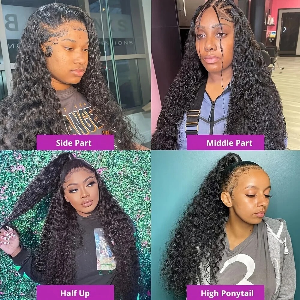 250 13x6 HD Transparent Deep Wave Density Frontal Human Hair 30 Inch Lace Front Wig PrePlucked For Black Women