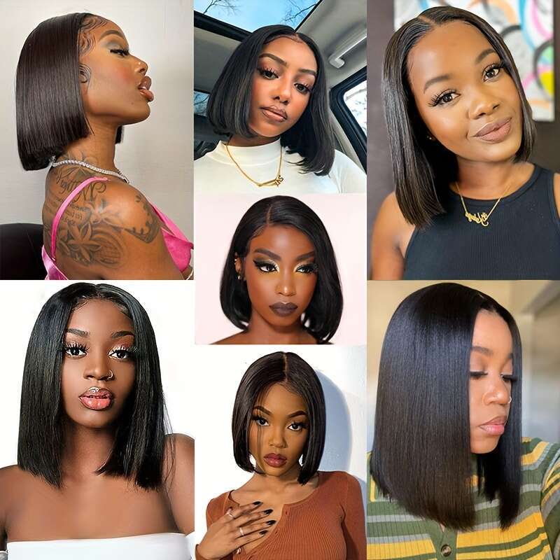 4X4 Glueless Wear And Go Beginners Lace Front Wigs For Black Women Short Straight Bob Human Hair Wig