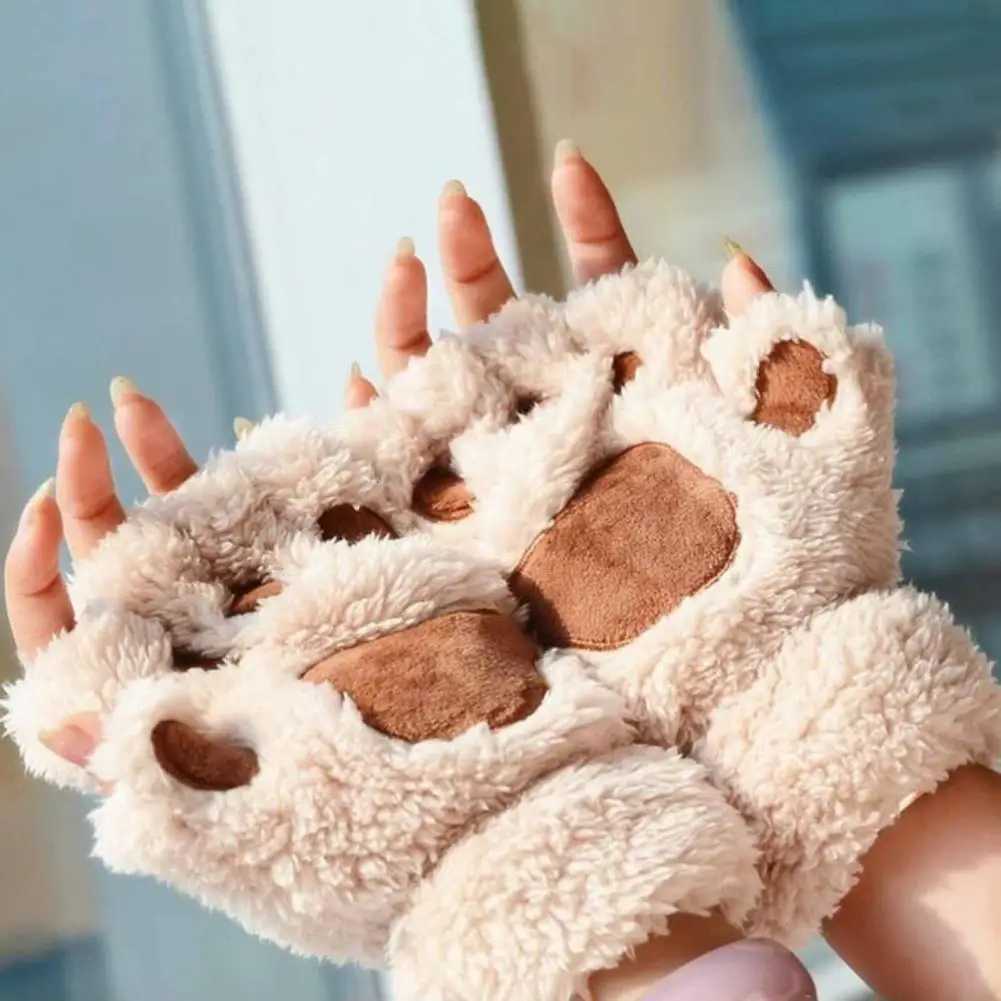 Anti slip Gs Classic Polyester Gs Comfortable Plush Cat P Cl Gs Suitable for Women Cute Winter Cat Gloves Warm W241026