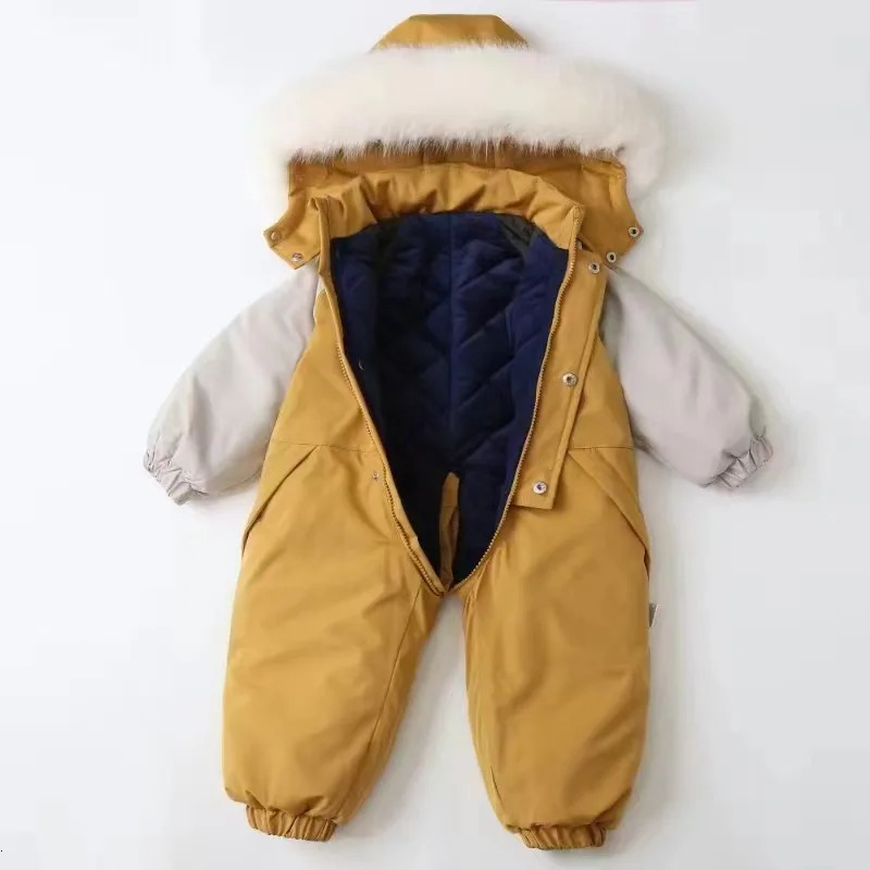 Baby Winter Ski Suit Thicken Baby Jumpsuit Fashion Children Clothing Set Waterproof Kids Girls Snowsuit Warm Boys Overalls 241025
