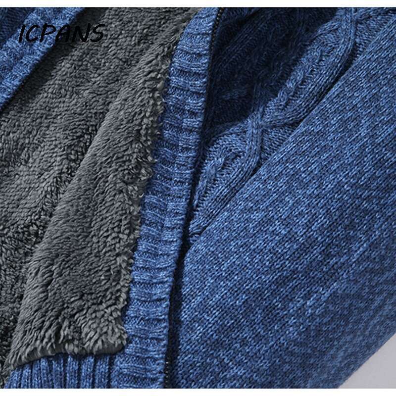 Thicken Warm Cardigan Cashmere Wool Er Winter Sweater Men Turtleneck Wer Pattern Male Knintted Jackets Coats