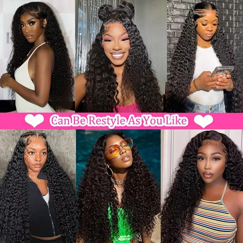 Cheap Water Full Lace Front Human Hair Wigs For Black Women 30 Inch Wet And Wavy Loose Deep Wave Frontal Wig