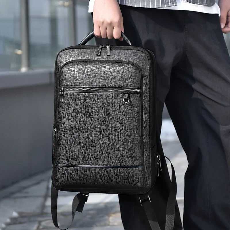 Executive Backpack Men PU Leather Sahel USB Charging Briefcase Office Travel Laptop Office Business Shoulder Back Pack MaleXJ241026