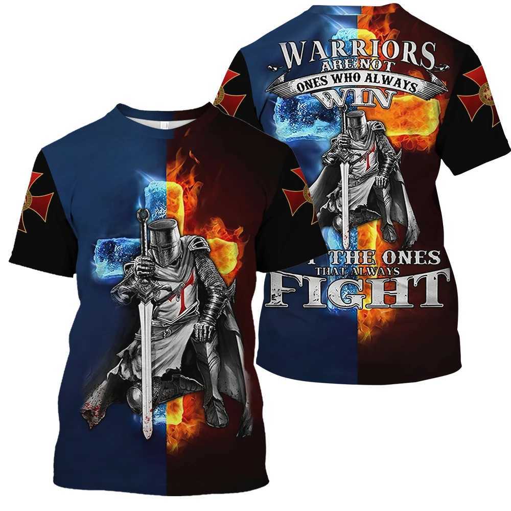 2024 vintage mens T-shirt 3D knight print top Strt hip-hop O-neck short sleeved Sly T-shirt oversized mens clothing W241026
