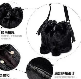 Plush Bucket Bag Winter Shoulder Diagonal Bag 241025