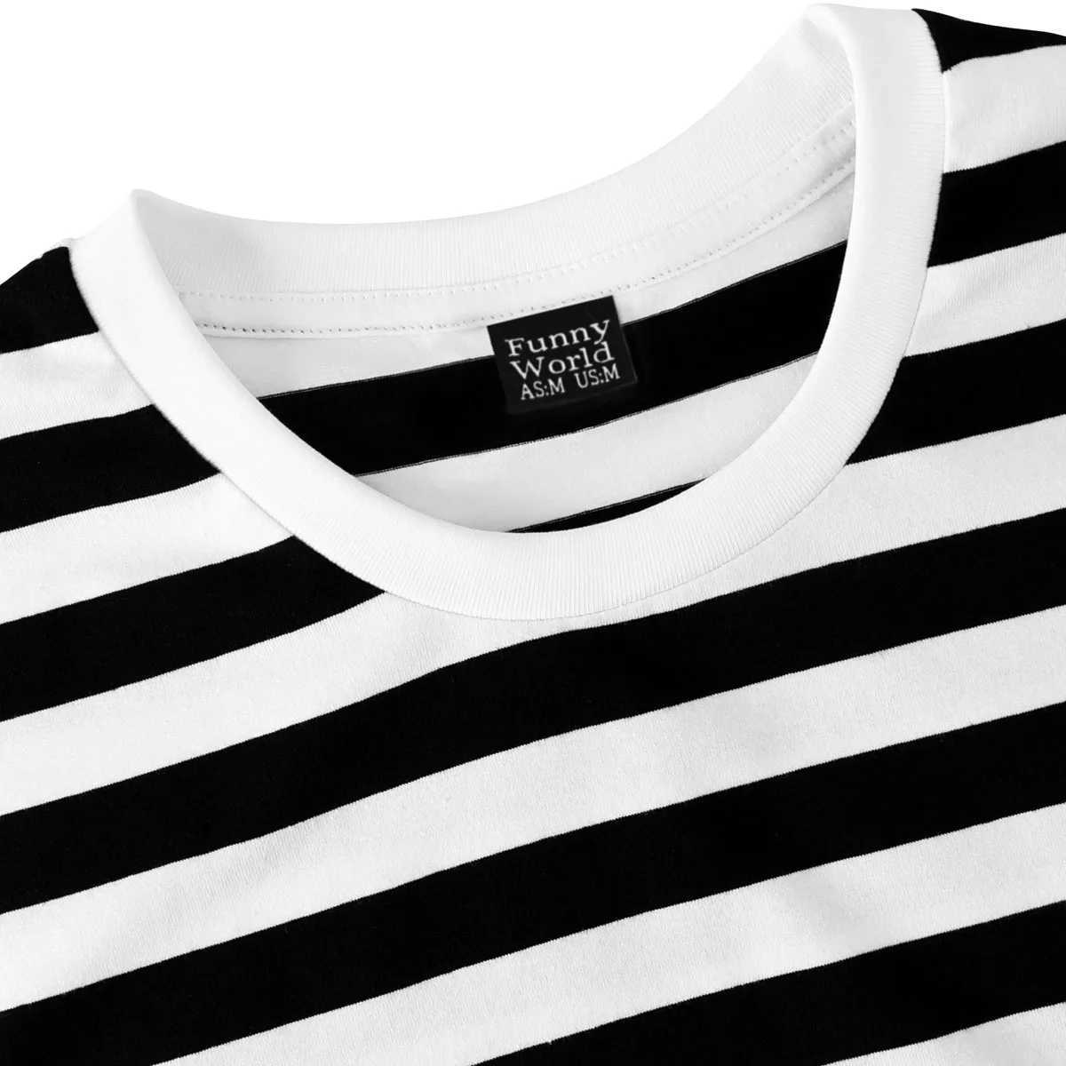 Black and white striped mens pure cotton short sleeved casual basic T-shirt summer fashion Japanese clothing W241026