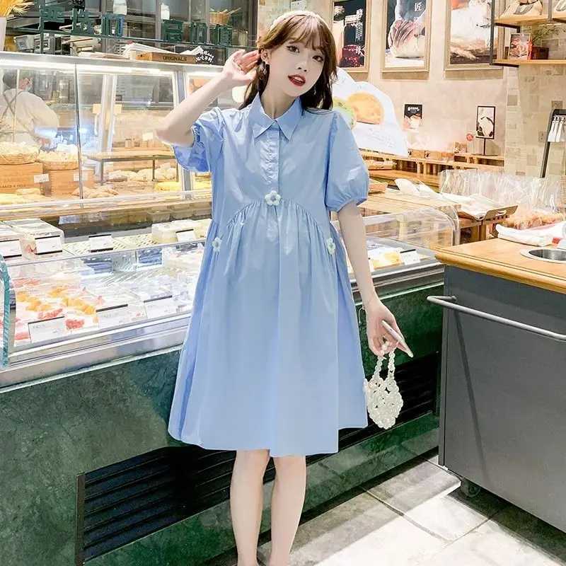 Home>Products>Summer Dress Set for Pregnant Women>Chao Mom Maternity Set>Petite plus size loose summer nurse tight fitting maternity dress