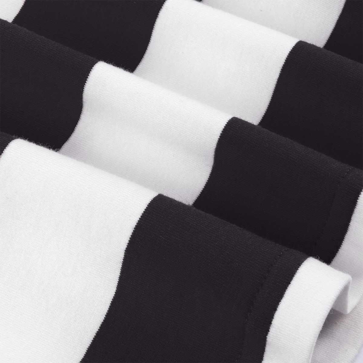 Black and white striped mens basic Crewneck shorts Slve casual daily top Halloween themed party T-shirt W241026