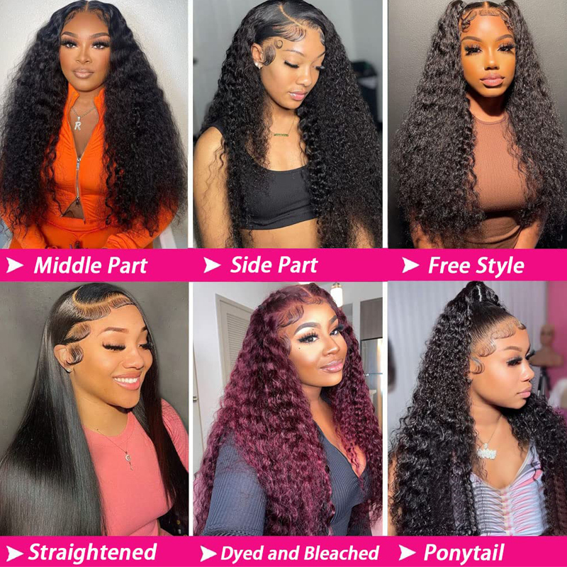 Deep Wave 13x6 Trasparent Lace Front Human for Women Water Curly Pre Plucked with Baby Hair Wet and Wavy Wigs