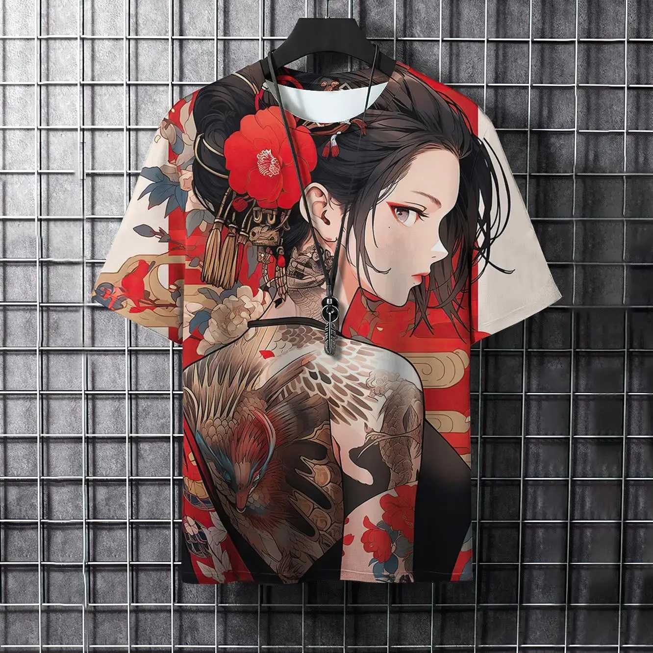 Mens Tattoo T-shirt 3D Printed Neutral Short T-shirt Tattoo Clothing Oversized T-shirt Role Playing Mens Top W241026