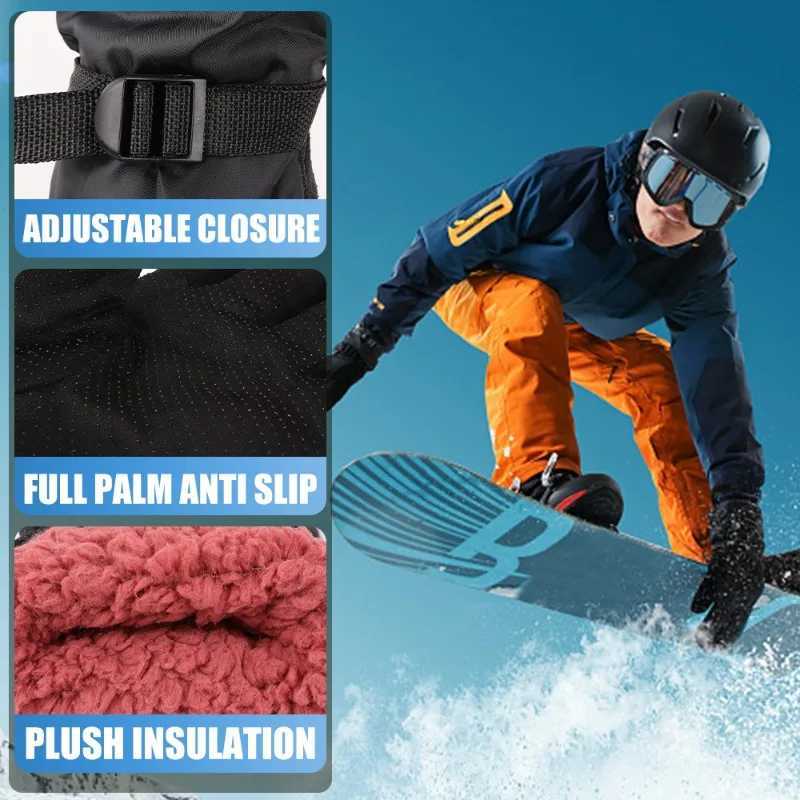Neutral winter five finger Gs mens outdoor waterproof skiing hiking bike warm anti slip hot gloves W241026
