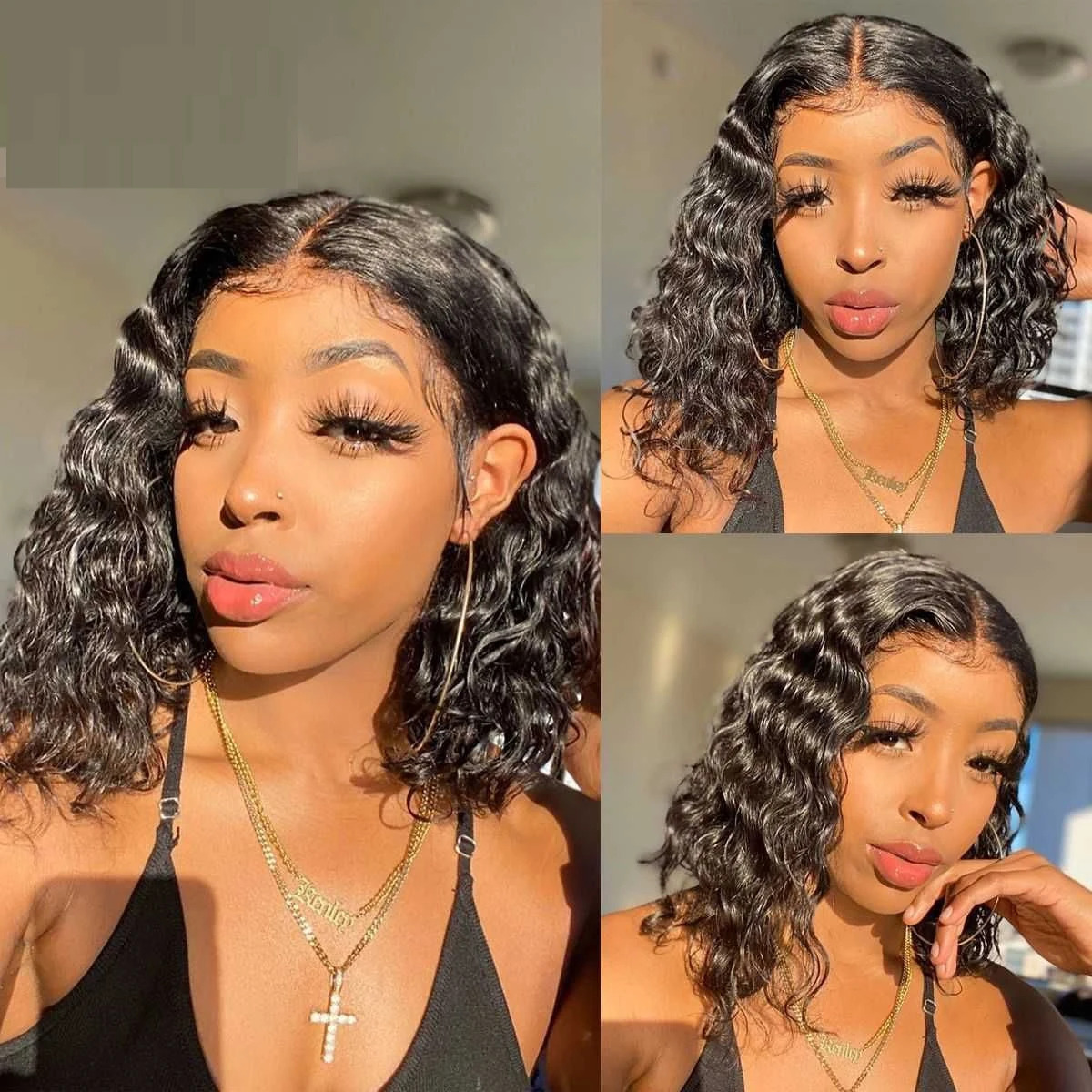 Pre Plucked Brazilian 13x4 Closure Wig Short Bob Kinky Curly Front Human Hair Wigs Lace